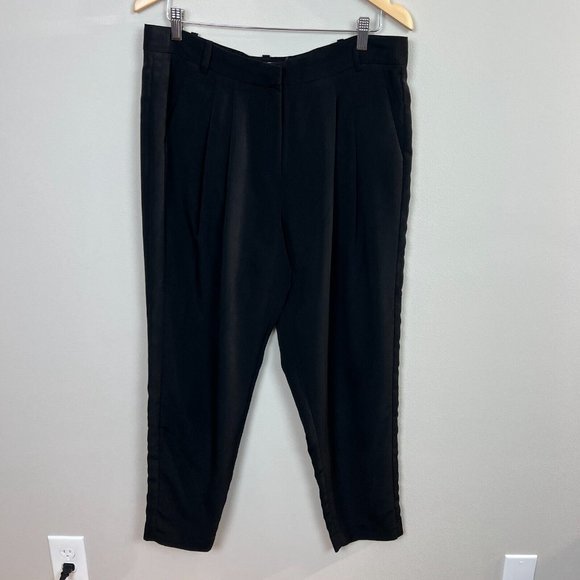 Calvin Klein Dress Pants 12 Black‎ Pleat Front Tapered Straight Leg Office - Picture 1 of 8
